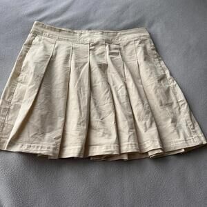 Y2K American Eagle Mini Pleated Skirt Womens 8 Khaki Academia School High Rise